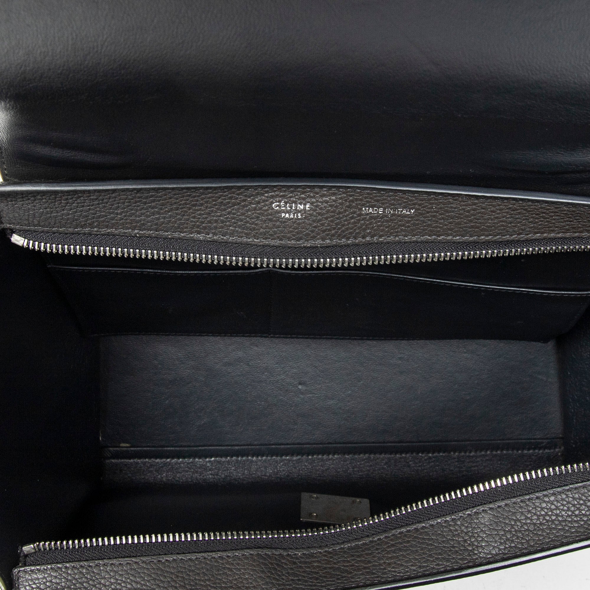 Shoulder Bag Small Trapeze Dark Grey Grained Calfskin Leather