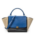 Shoulder Bag Medium Trapeze Blue Calfskin Leather