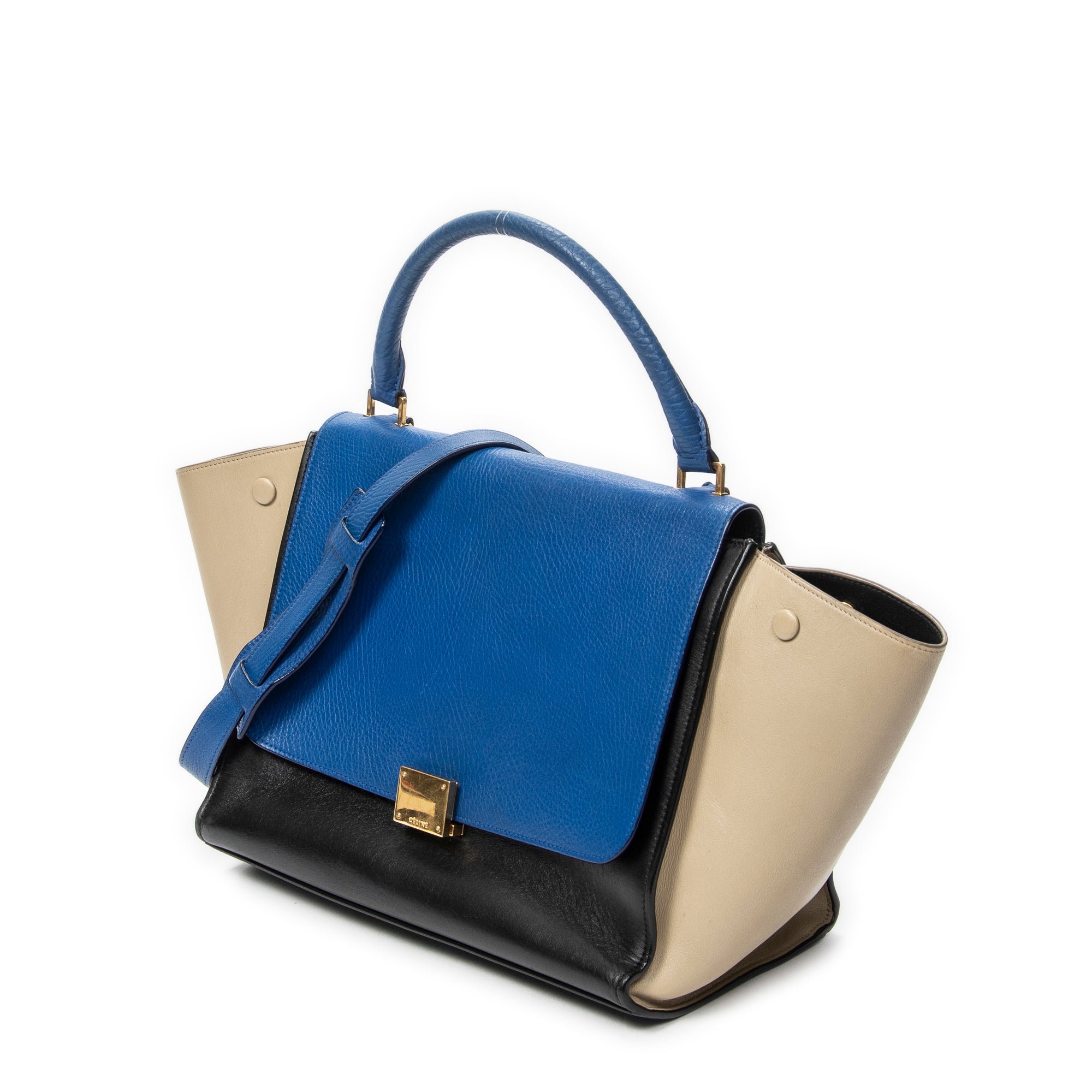 Shoulder Bag Medium Trapeze Blue Calfskin Leather