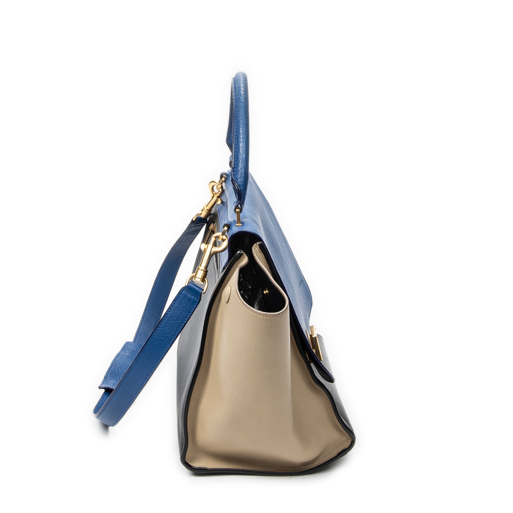 Shoulder Bag Medium Trapeze Blue Calfskin Leather