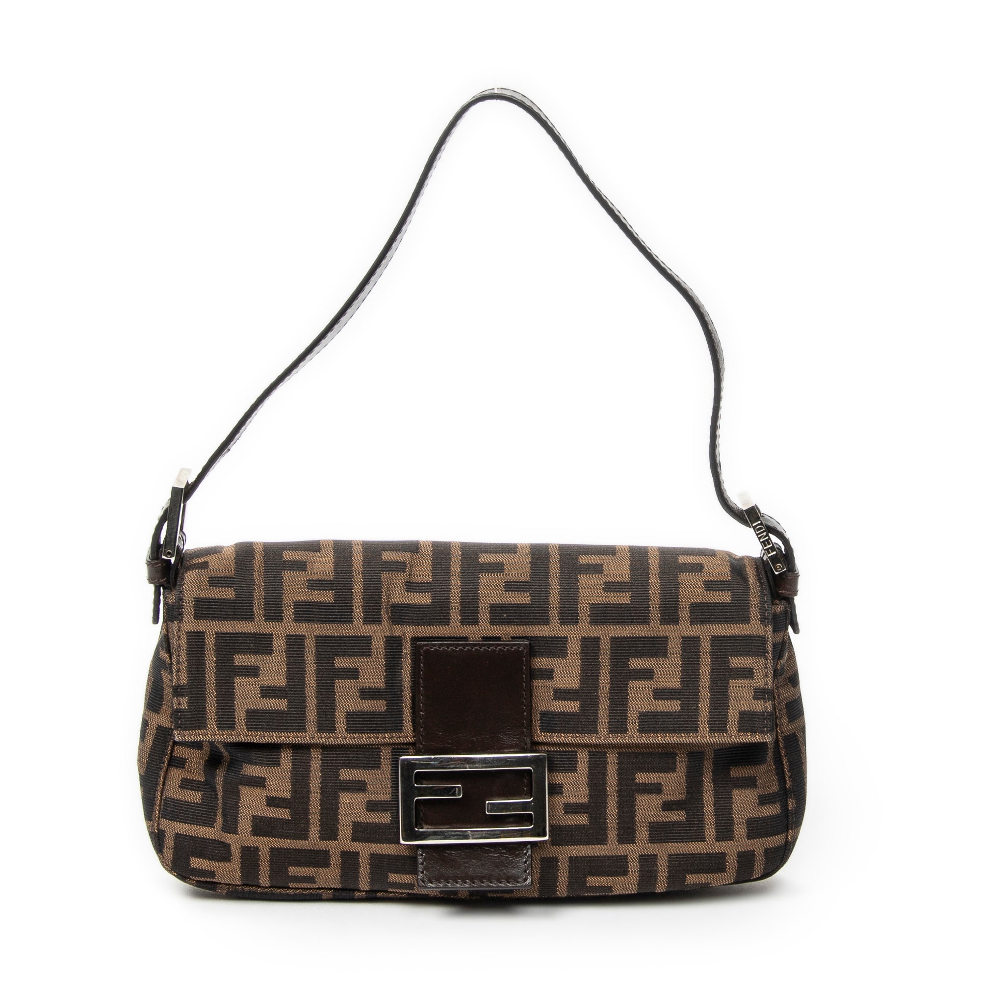 Shoulder Bag Baguette Brown Zucca Canvas