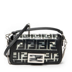 Shoulder Bag Mini Baguette Crossbody Black Zucca Vinyl Canvas