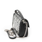 Shoulder Bag Mini Baguette Crossbody Black Zucca Vinyl Canvas