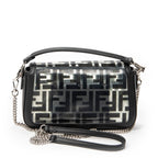 Shoulder Bag Mini Baguette Crossbody Black Zucca Vinyl Canvas