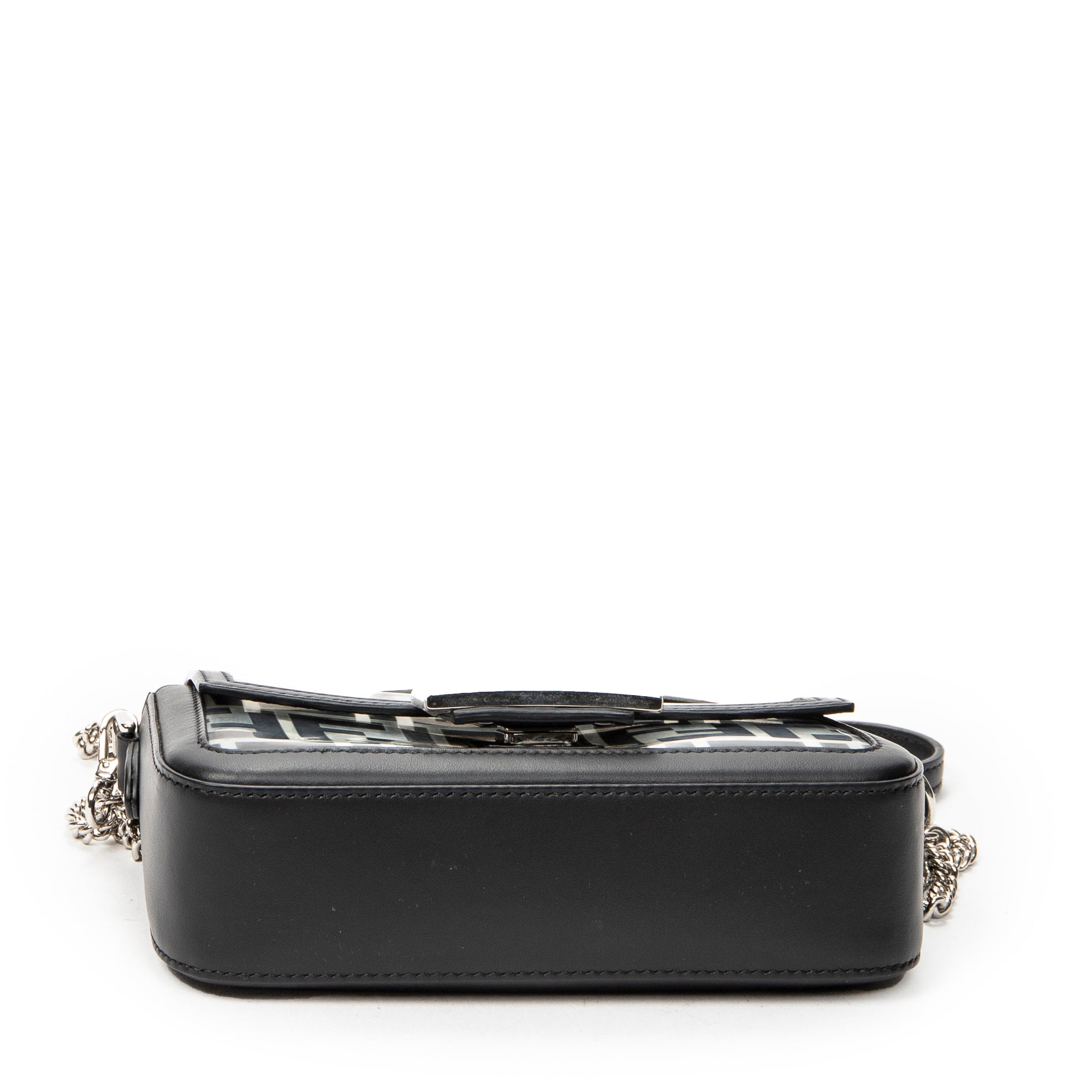Shoulder Bag Mini Baguette Crossbody Black Zucca Vinyl Canvas