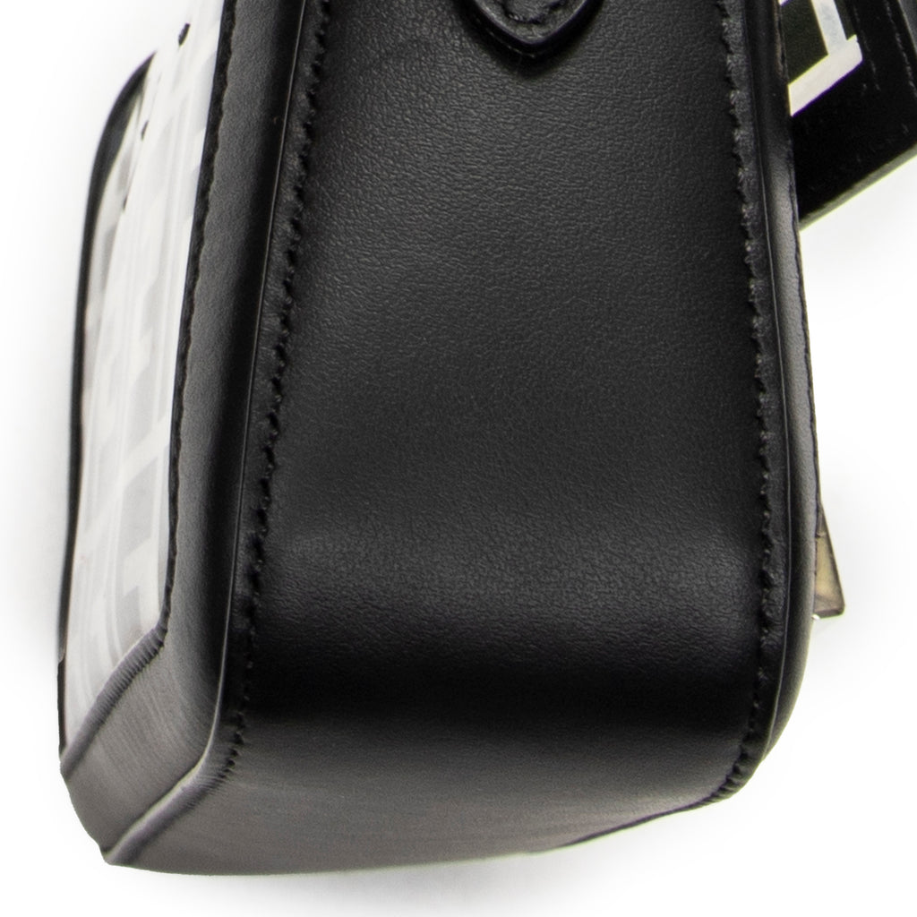 Shoulder Bag Mini Baguette Crossbody Black Zucca Vinyl Canvas