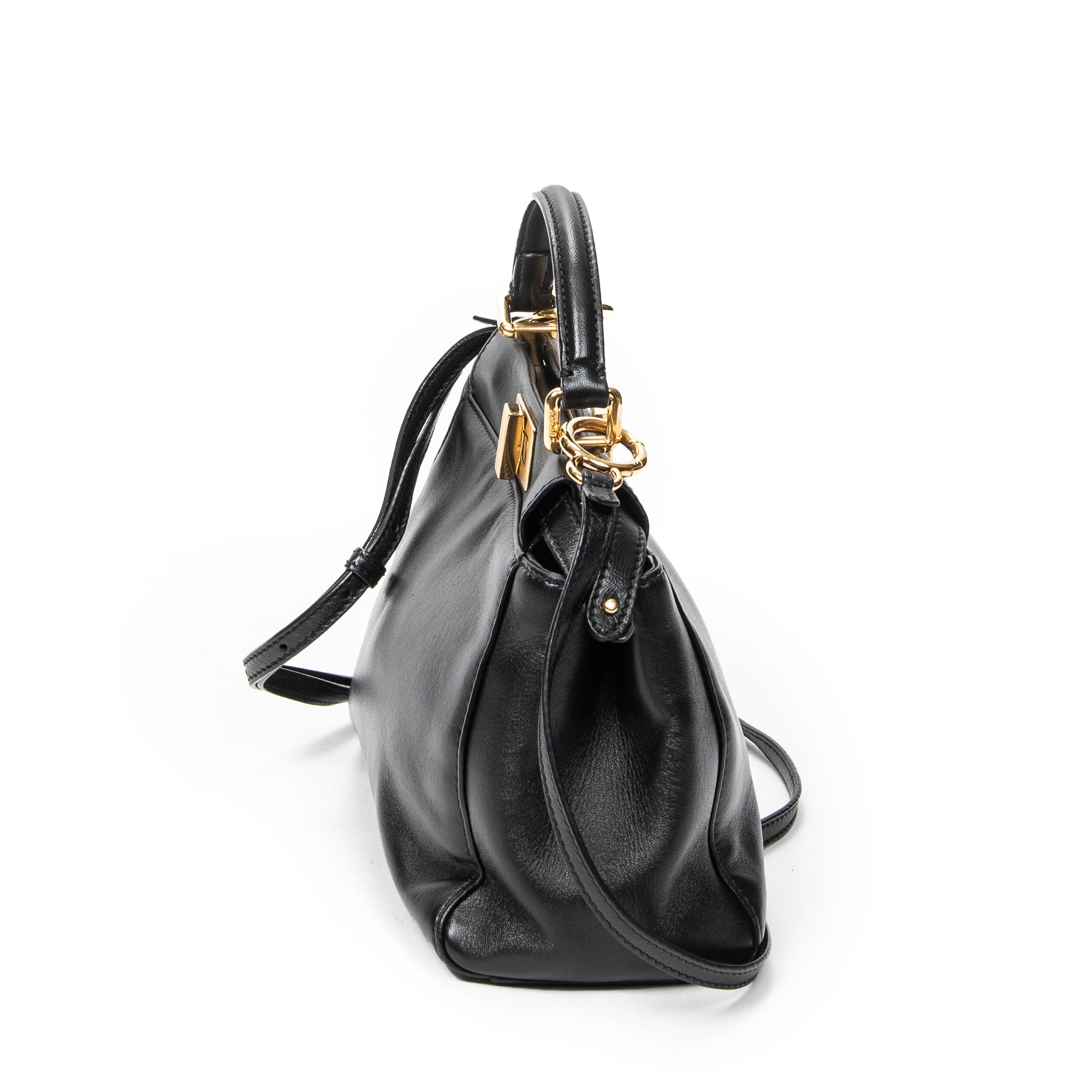 Shoulder Bag Mini Peekaboo Black Calfskin Leather