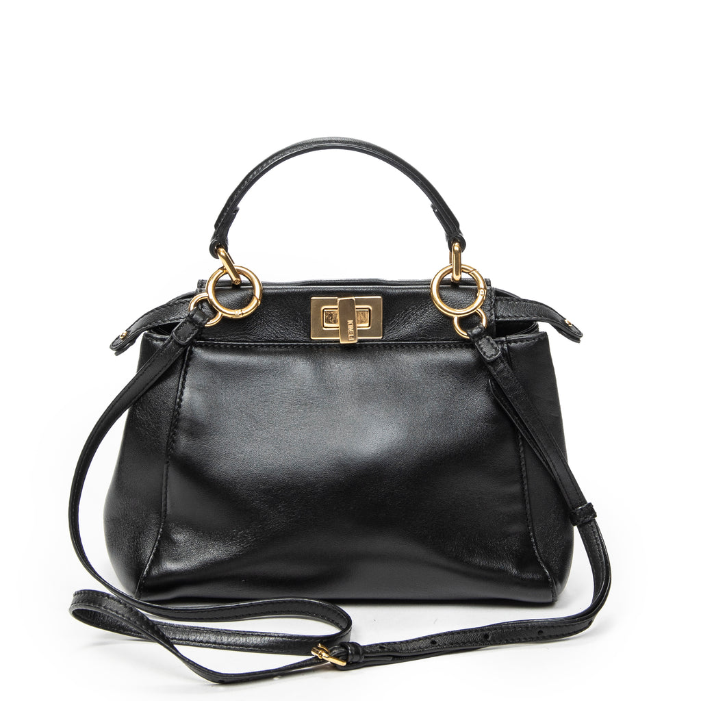 Shoulder Bag Mini Peekaboo Black Calfskin Leather