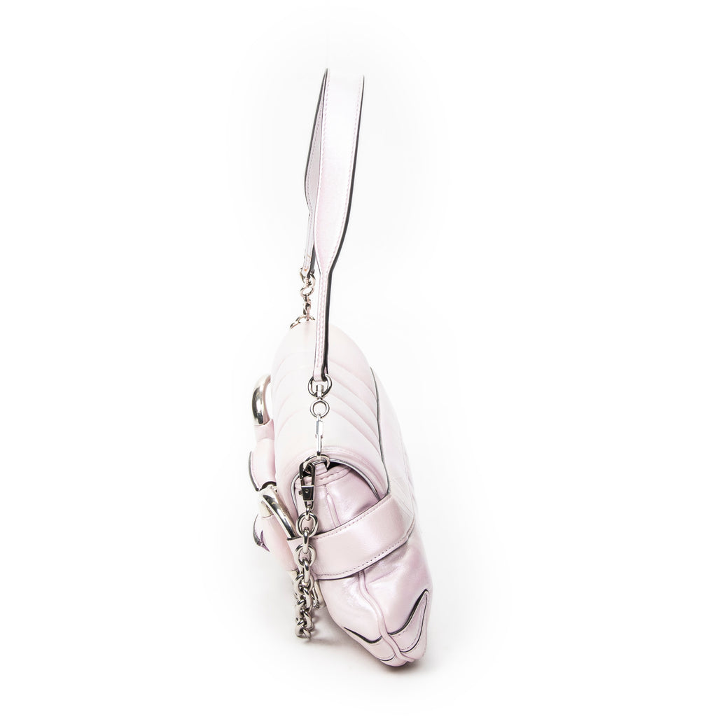 Shoulder Bag Medium Horsebit Chain Iridescent Pink Quilted Calfskin Leather