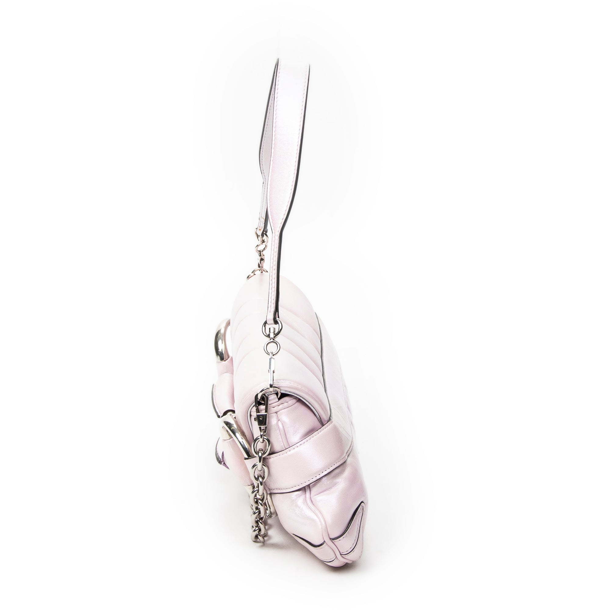 Shoulder Bag Medium Horsebit Chain Iridescent Pink Quilted Calfskin Leather