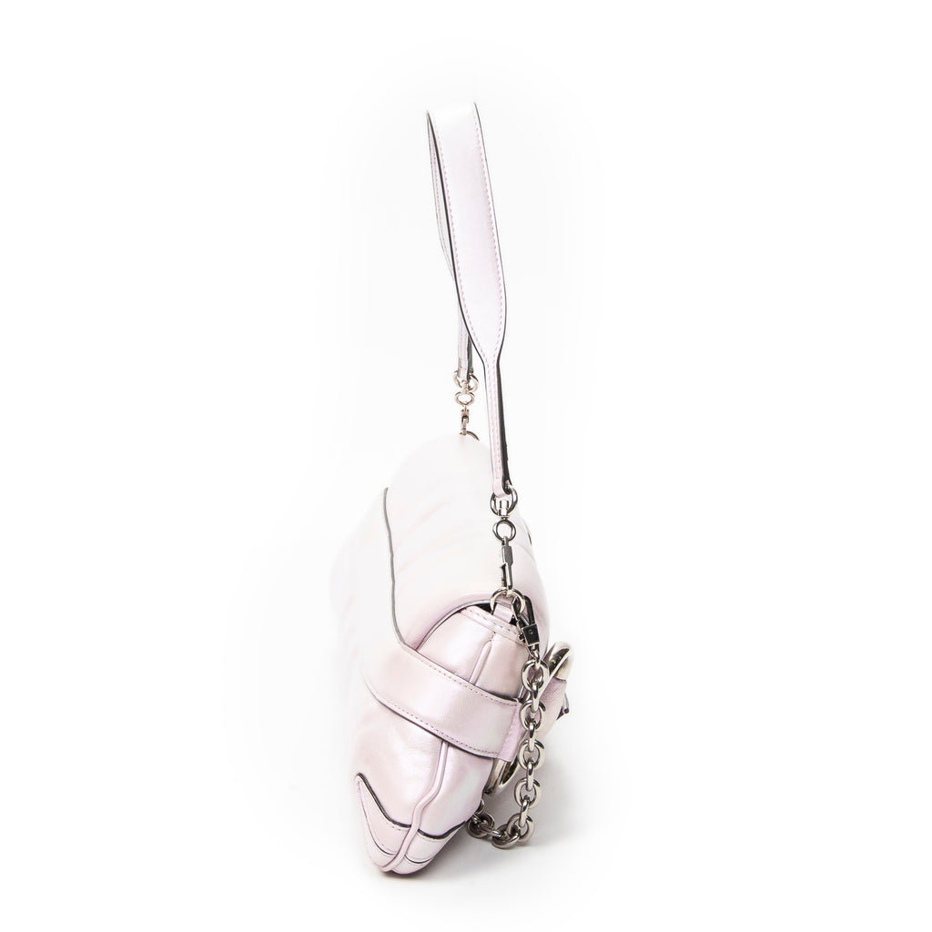 Shoulder Bag Medium Horsebit Chain Iridescent Pink Quilted Calfskin Leather
