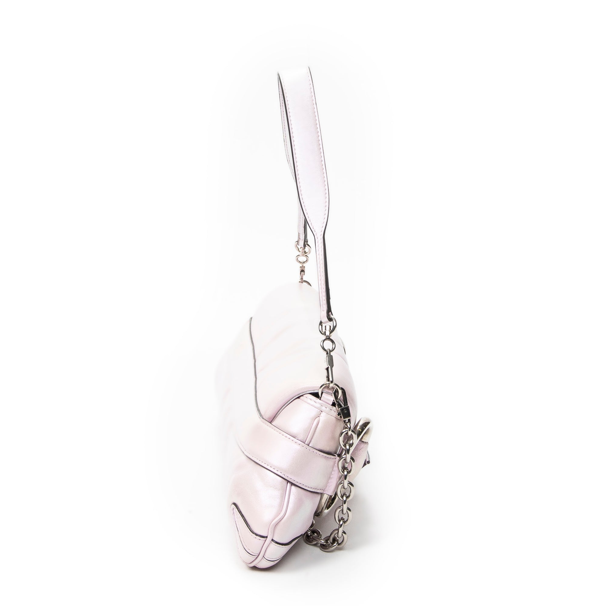 Shoulder Bag Medium Horsebit Chain Iridescent Pink Quilted Calfskin Leather