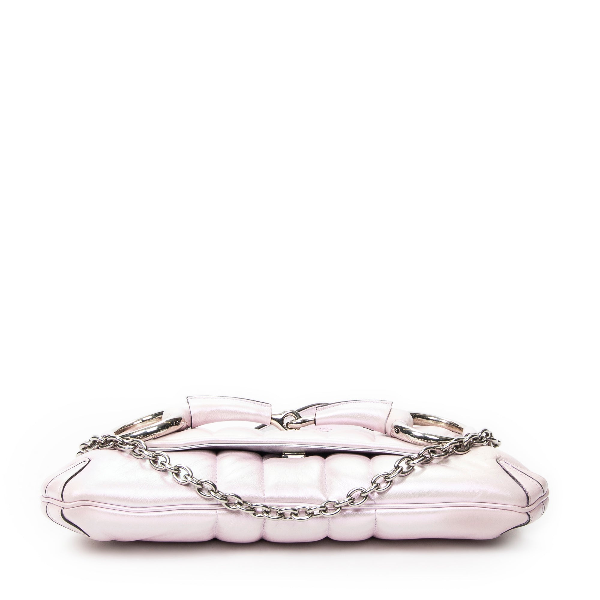 Shoulder Bag Medium Horsebit Chain Iridescent Pink Quilted Calfskin Leather