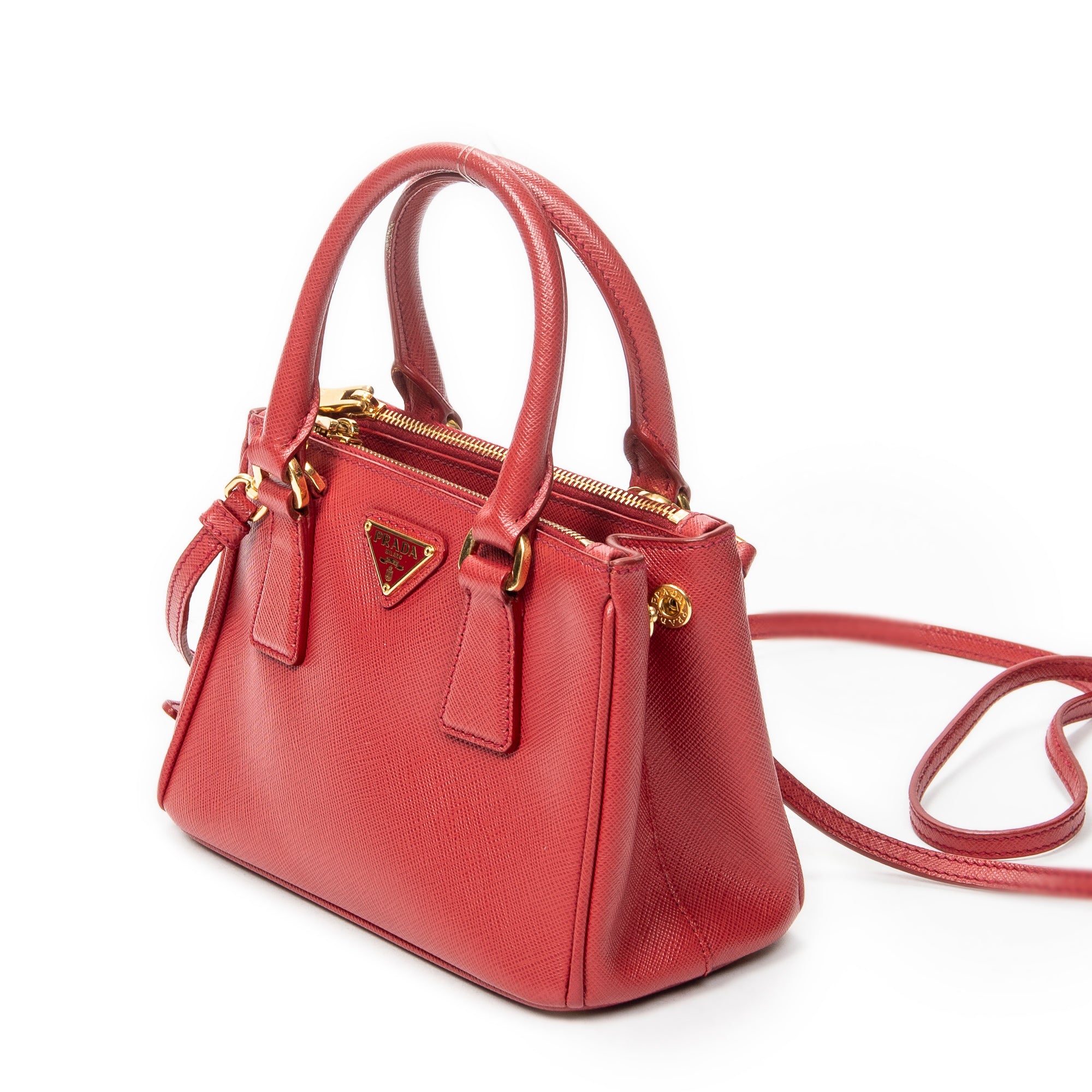 Shoulder Bag Mini Galleria Double Zip Tote Red Saffiano Leather