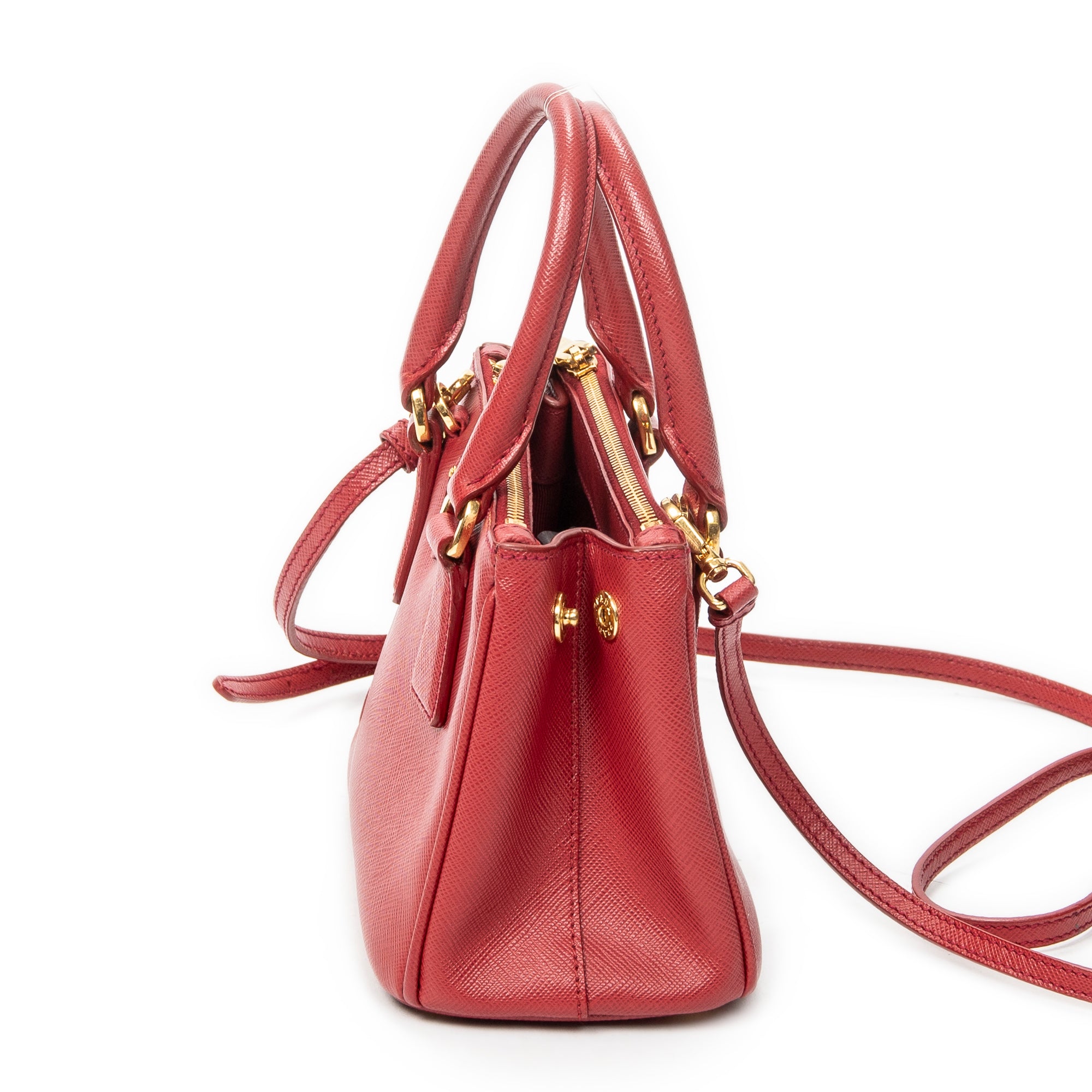 Shoulder Bag Mini Galleria Double Zip Tote Red Saffiano Leather