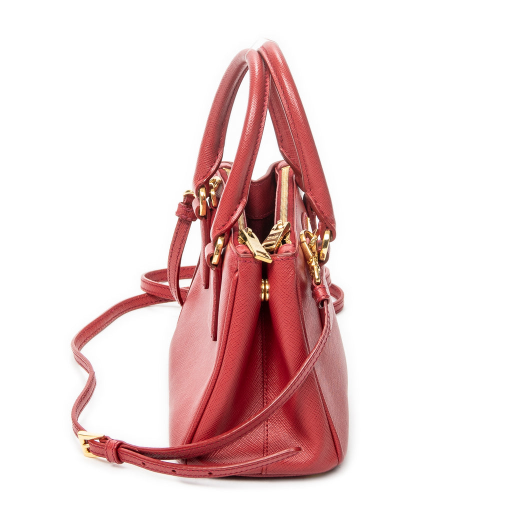 Shoulder Bag Mini Galleria Double Zip Tote Red Saffiano Leather