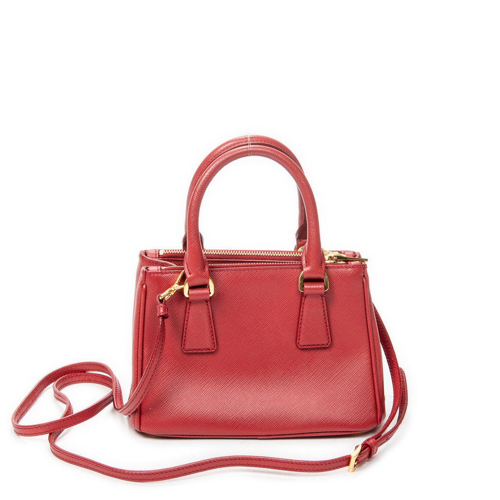 Shoulder Bag Mini Galleria Double Zip Tote Red Saffiano Leather