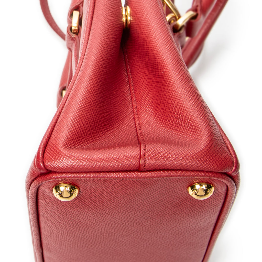 Shoulder Bag Mini Galleria Double Zip Tote Red Saffiano Leather