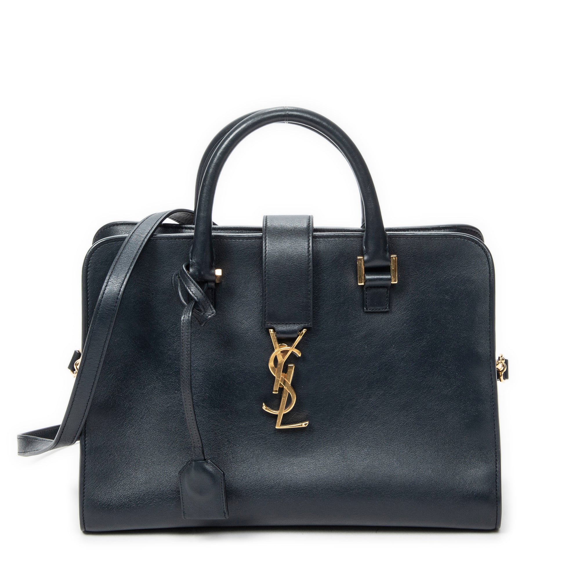 Shoulder Bag Small Monogram Cabas Navy Calfskin Leather