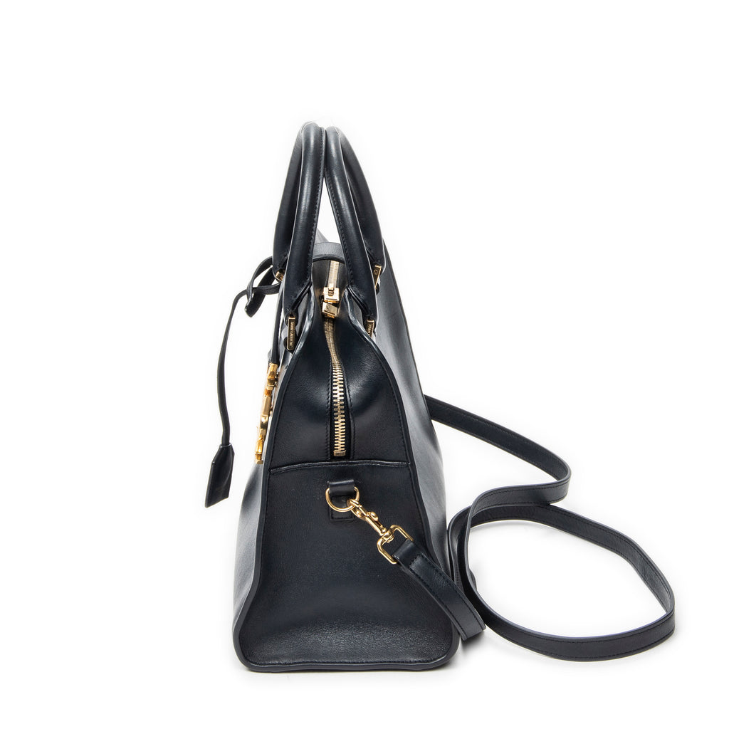 Shoulder Bag Small Monogram Cabas Navy Calfskin Leather