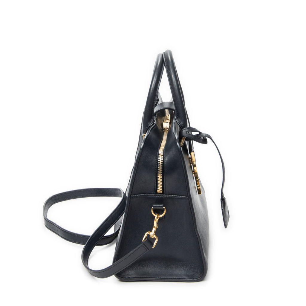 Shoulder Bag Small Monogram Cabas Navy Calfskin Leather