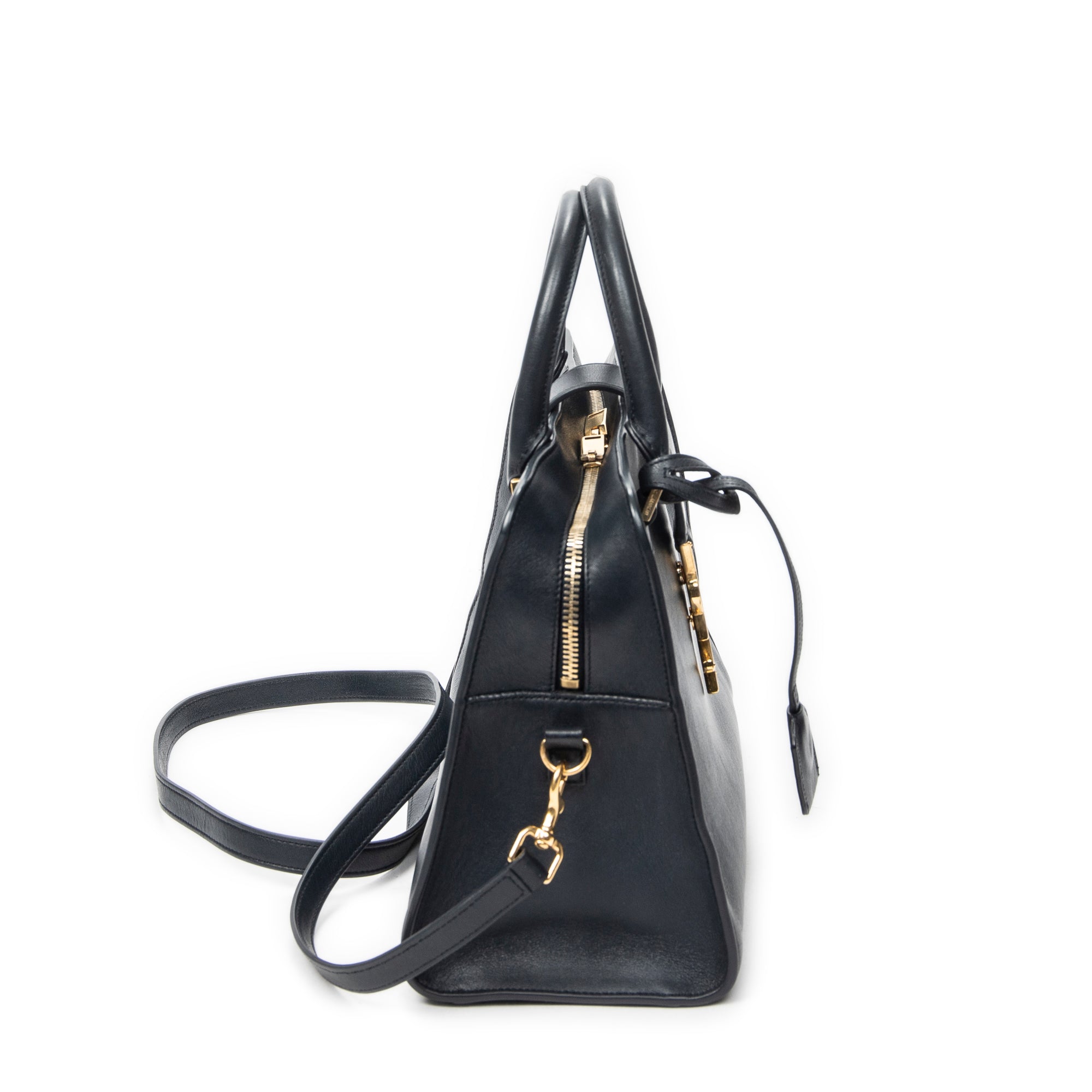 Shoulder Bag Small Monogram Cabas Navy Calfskin Leather