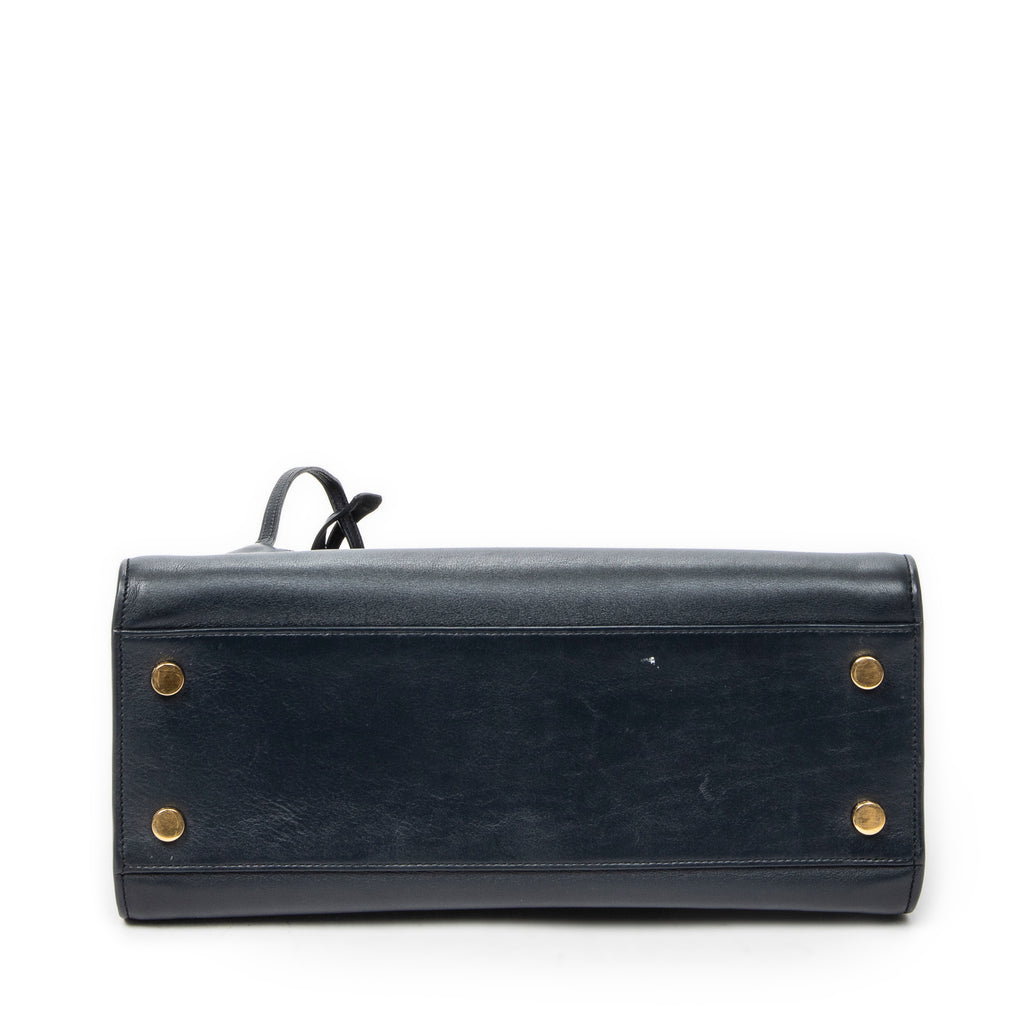 Shoulder Bag Small Monogram Cabas Navy Calfskin Leather
