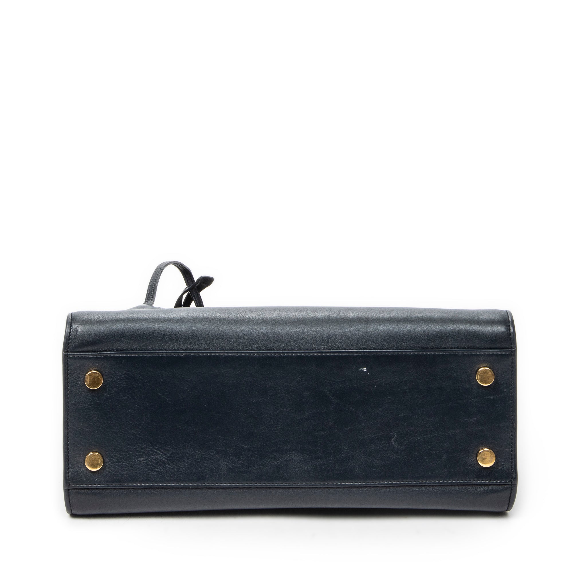 Shoulder Bag Small Monogram Cabas Navy Calfskin Leather