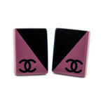 Earrings CC Acrylic Rectangle Clip On Earrings Black Resin