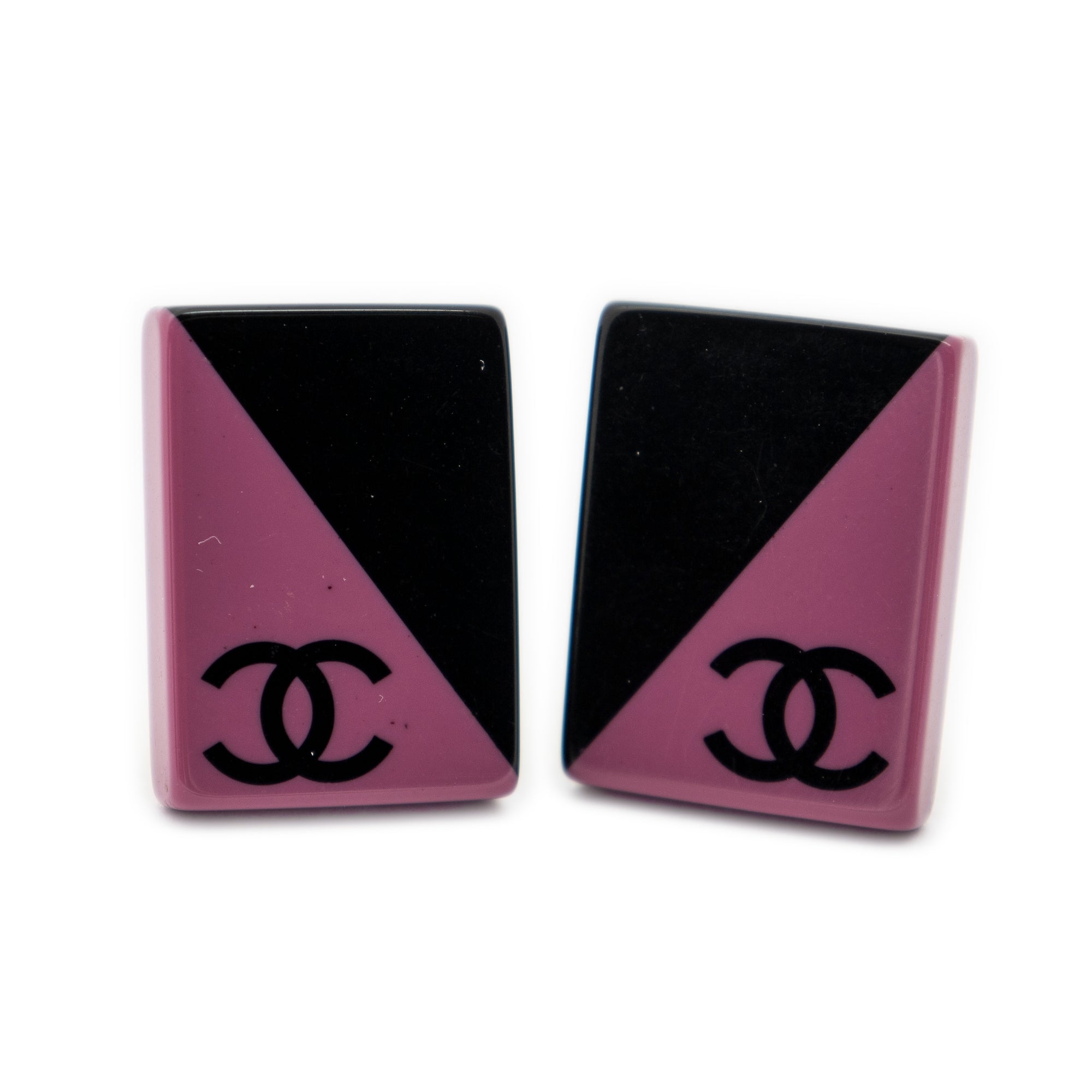 Earrings CC Acrylic Rectangle Clip On Earrings Black Resin