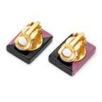 Earrings CC Acrylic Rectangle Clip On Earrings Black Resin