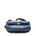 Shoulder Bag Mini Georgia Metallic Blue Metallic Calfskin Leather