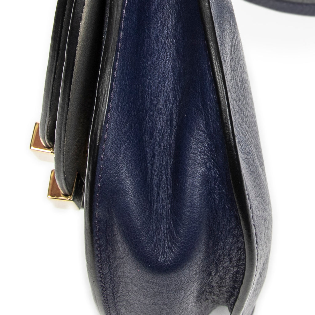 Shoulder Bag Mini Georgia Metallic Blue Metallic Calfskin Leather