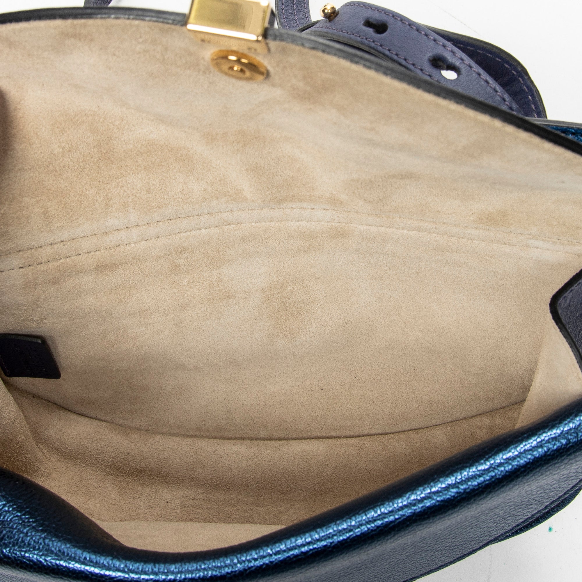 Shoulder Bag Mini Georgia Metallic Blue Metallic Calfskin Leather