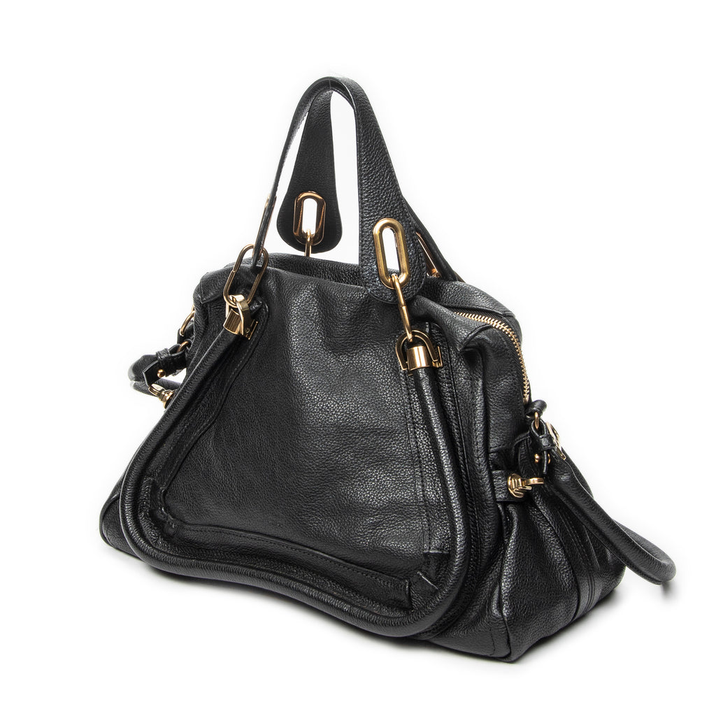 Shoulder Bag Medium Paraty Black Grained Calfskin Leather