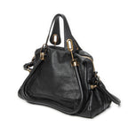 Shoulder Bag Medium Paraty Black Grained Calfskin Leather