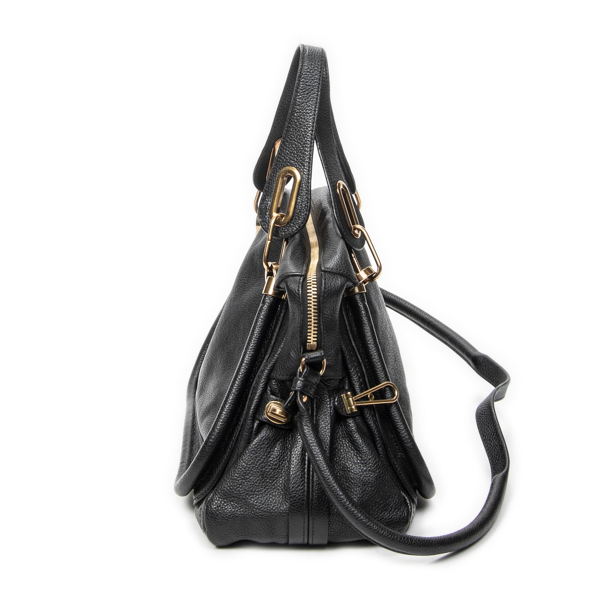 Shoulder Bag Medium Paraty Black Grained Calfskin Leather
