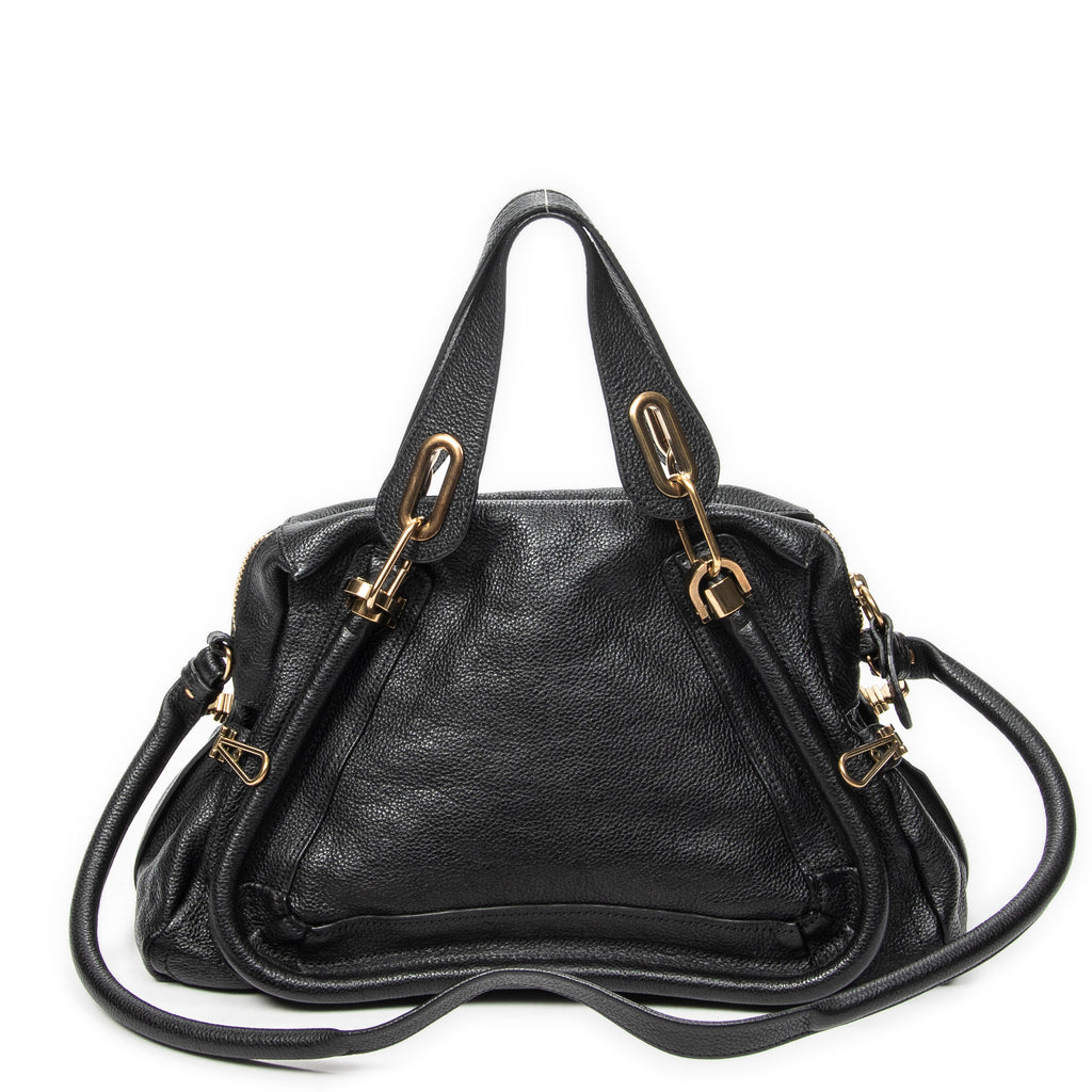 Shoulder Bag Medium Paraty Black Grained Calfskin Leather
