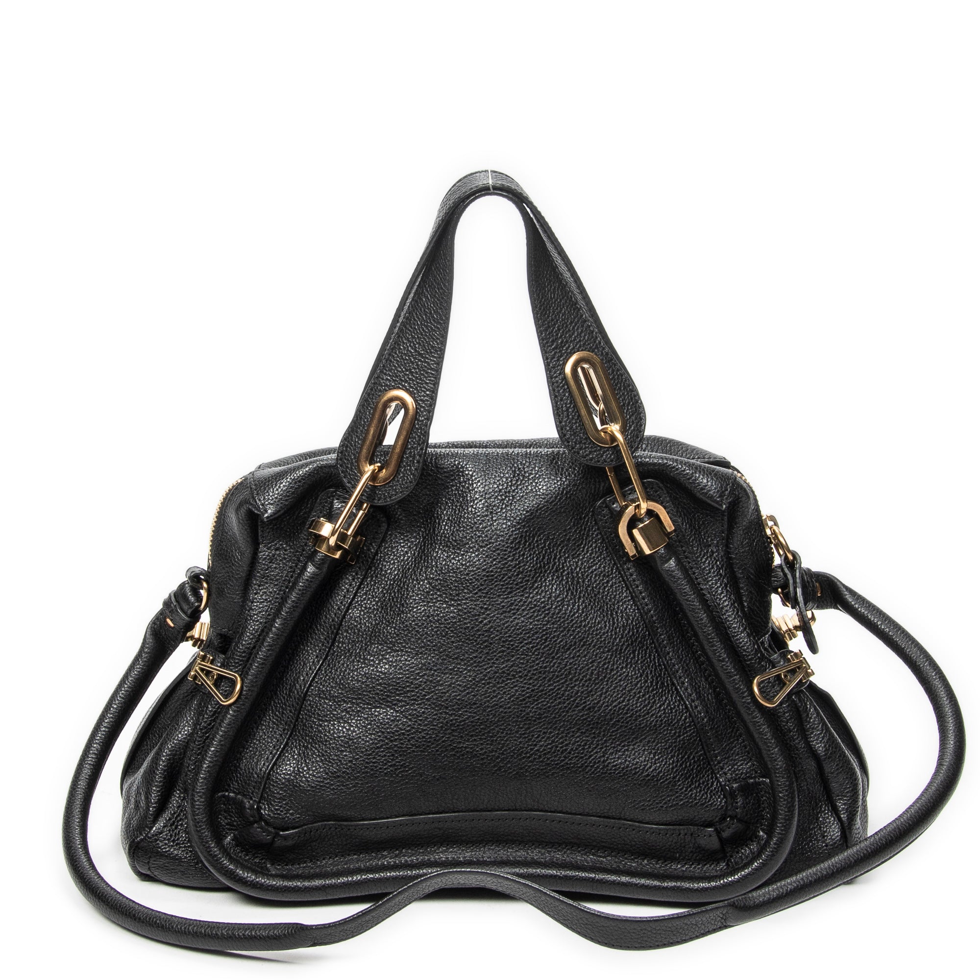 Shoulder Bag Medium Paraty Black Grained Calfskin Leather