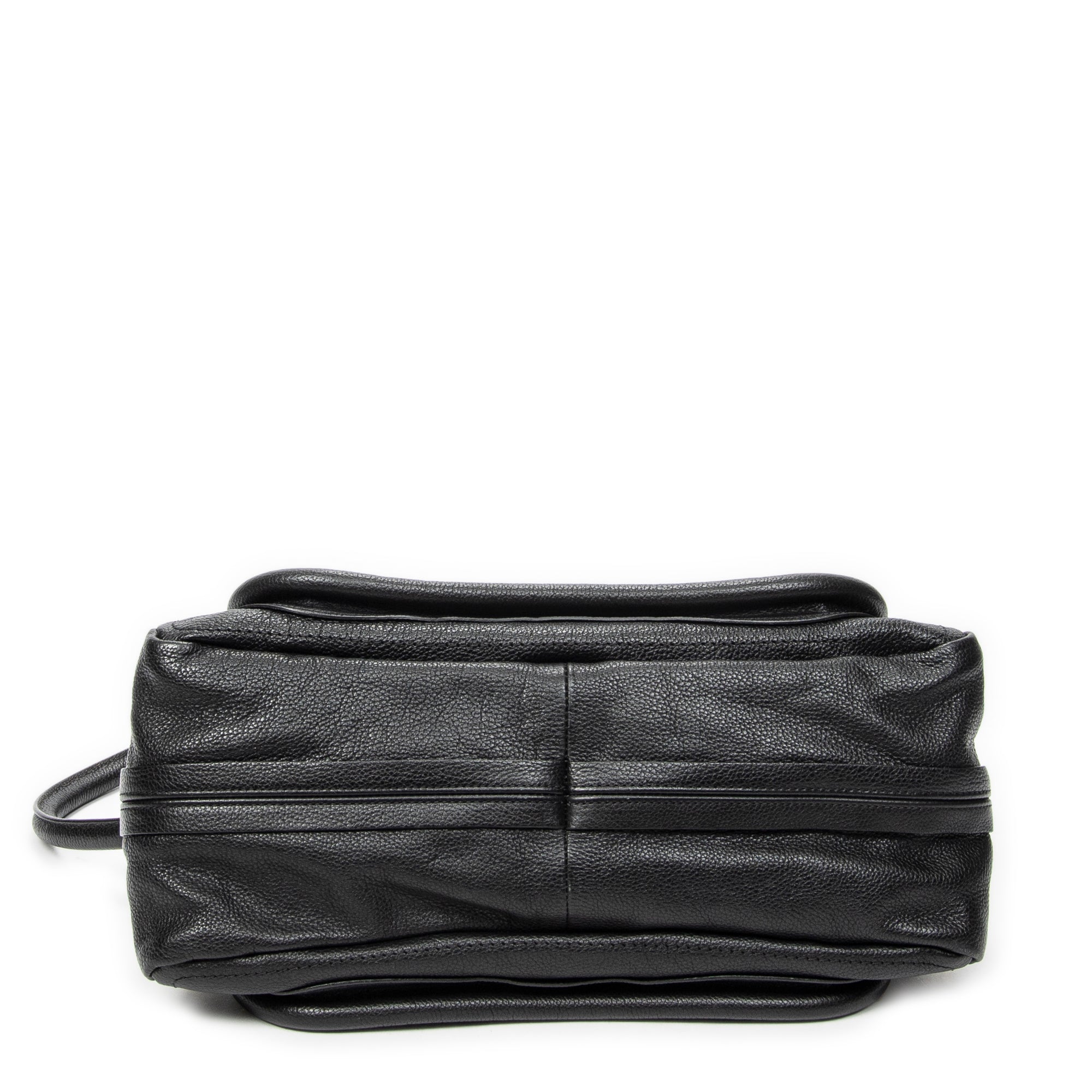 Shoulder Bag Medium Paraty Black Grained Calfskin Leather