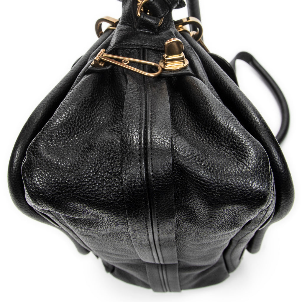 Shoulder Bag Medium Paraty Black Grained Calfskin Leather