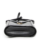 Shoulder Bag Vintage Flap Bucket Tote Black Grained Calfskin Leather