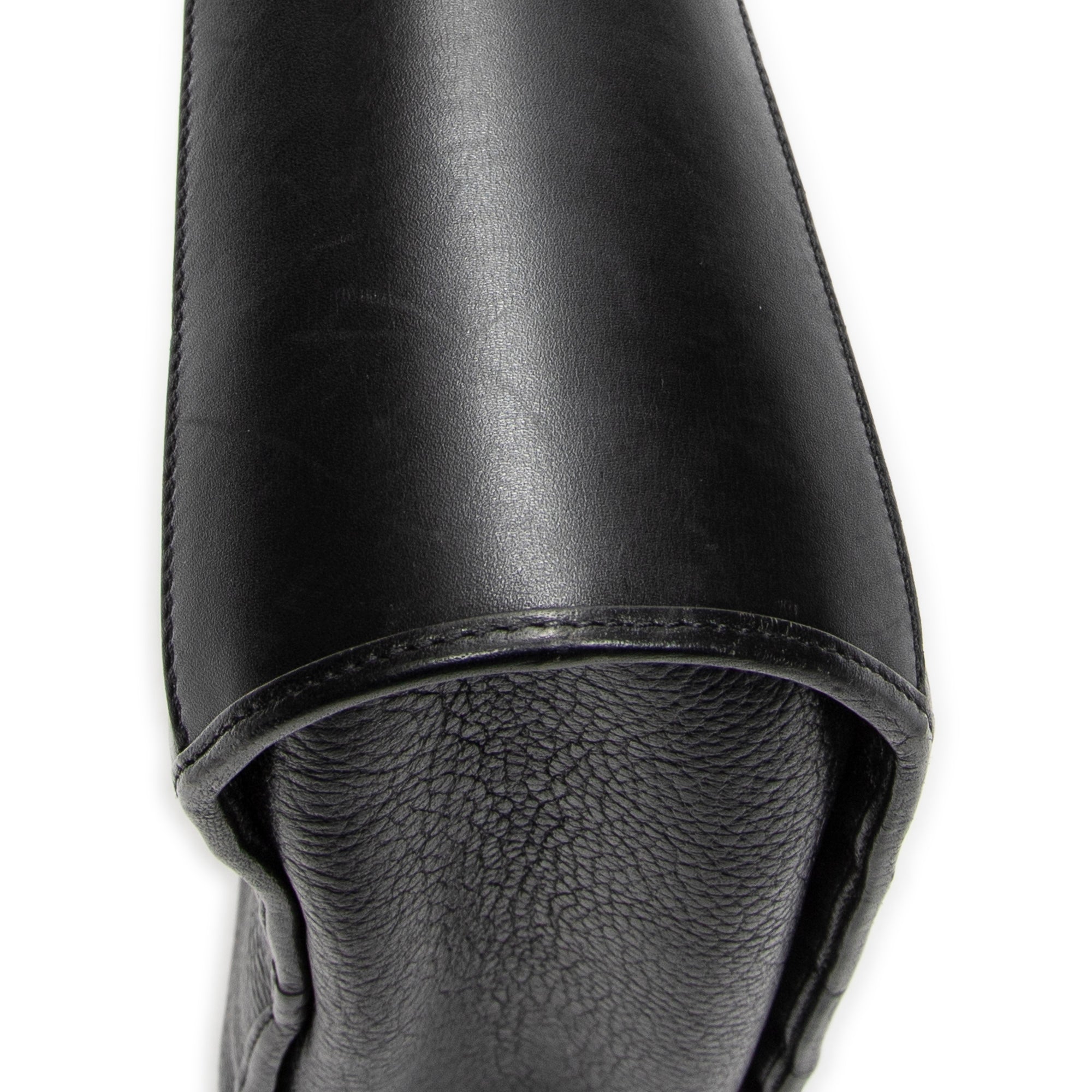 Shoulder Bag Vintage Flap Bucket Tote Black Grained Calfskin Leather