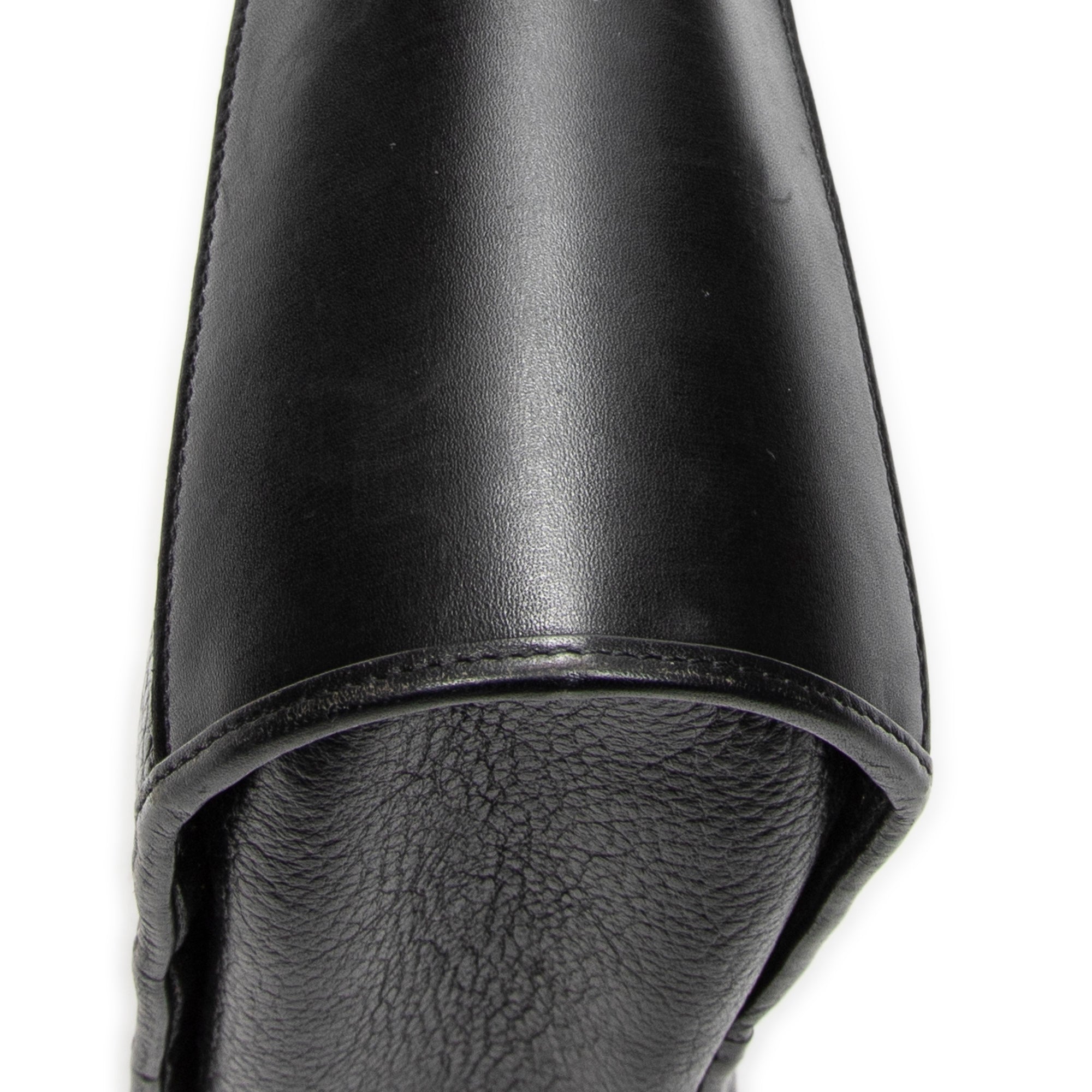Shoulder Bag Vintage Flap Bucket Tote Black Grained Calfskin Leather