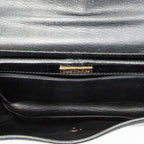 Shoulder Bag Vintage Flap Bucket Tote Black Grained Calfskin Leather