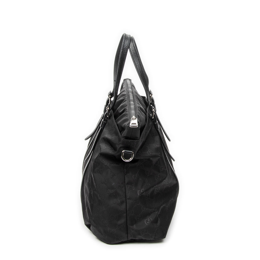 Shoulder Bag Zip Shopping Tote Black Guccissima Nylon Canvas
