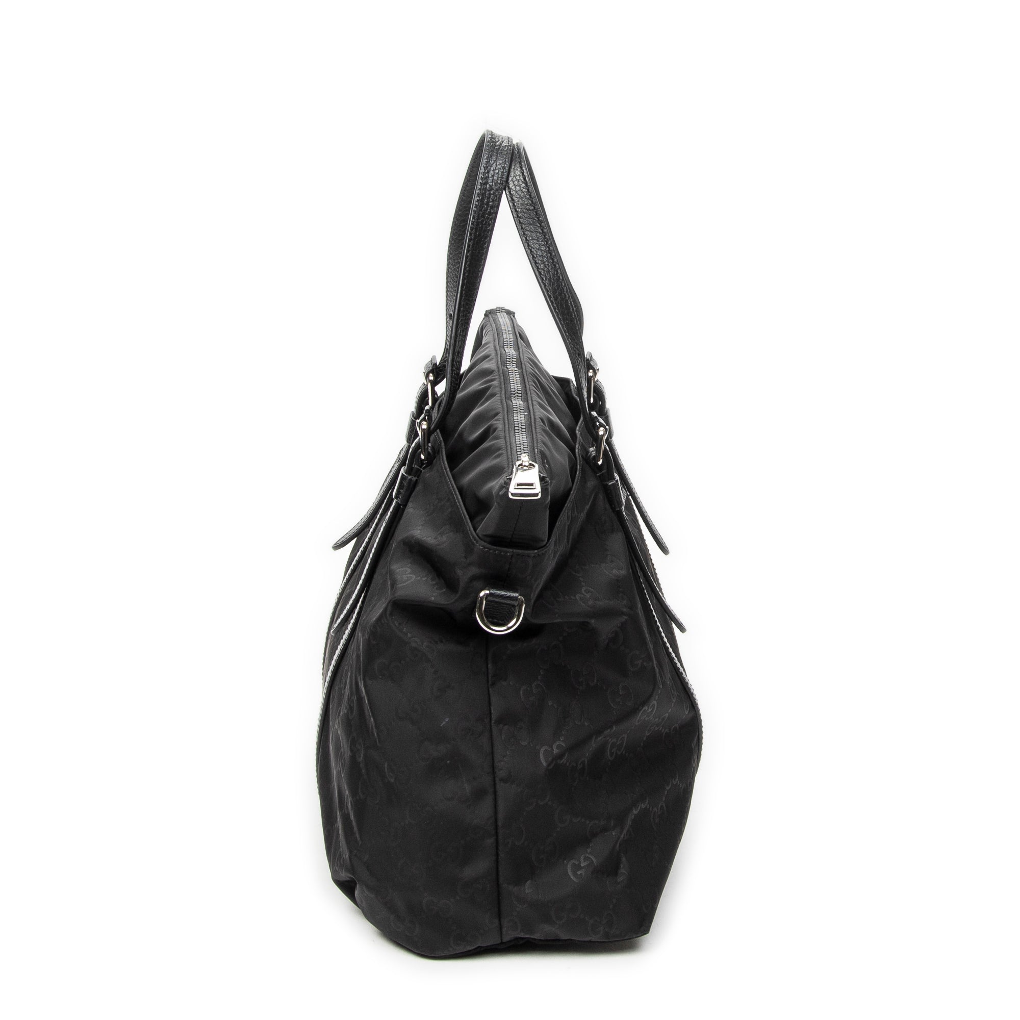 Shoulder Bag Zip Shopping Tote Black Guccissima Nylon Canvas