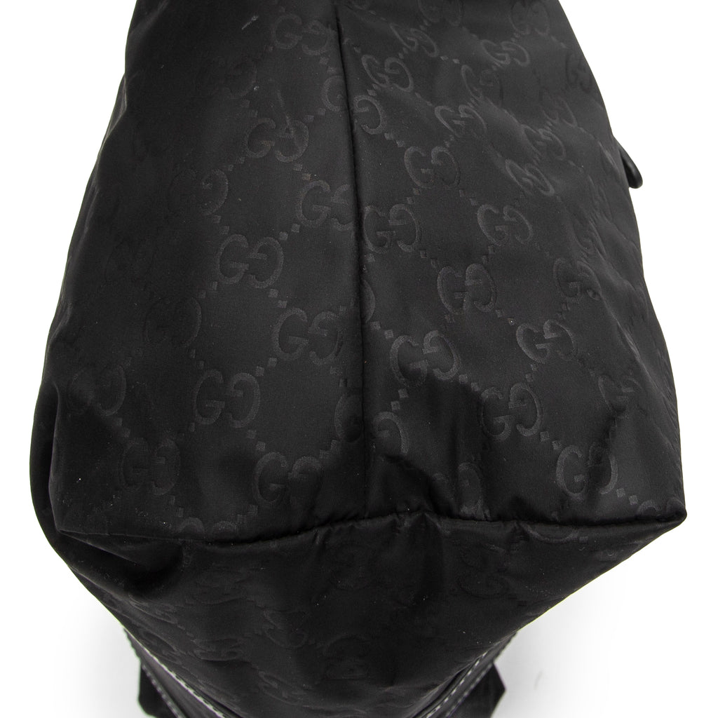 Shoulder Bag Zip Shopping Tote Black Guccissima Nylon Canvas