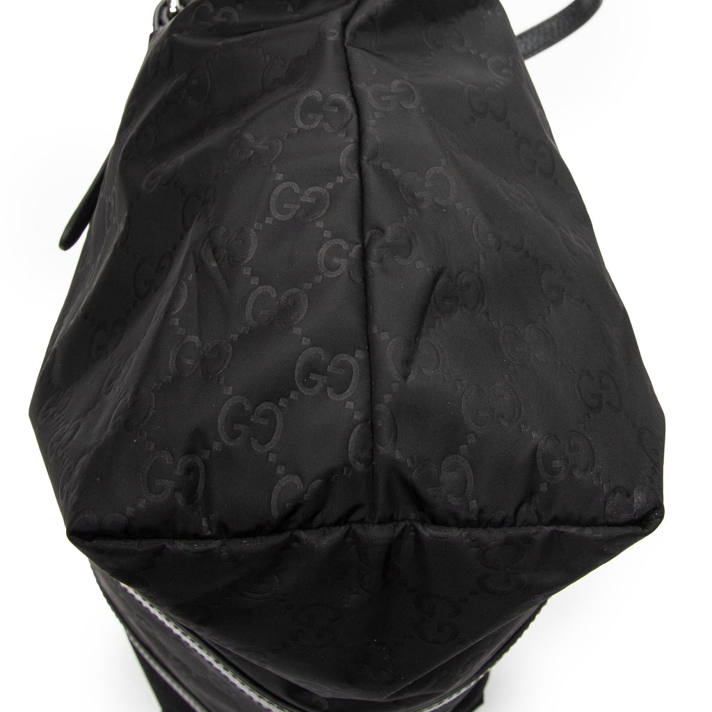 Shoulder Bag Zip Shopping Tote Black Guccissima Nylon Canvas