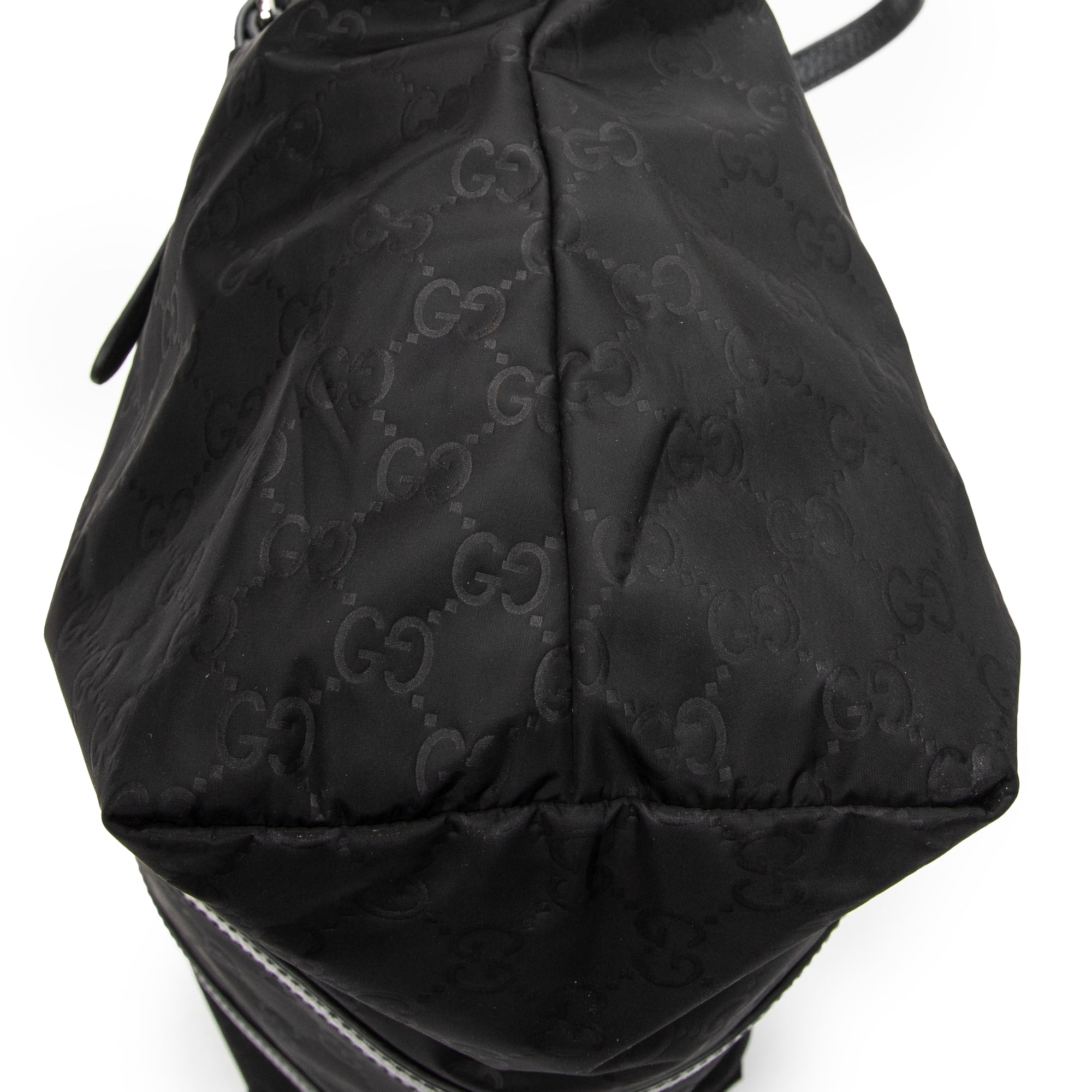 Shoulder Bag Zip Shopping Tote Black Guccissima Nylon Canvas
